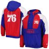 Starter Philadelphia Unique 76ers Royal Body Check Raglan Hoodie Half Zip Jacket