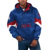 Starter Philadelphia Premium 76ers Royal Force Play Satin Hoodie Half Zip Jacket