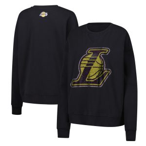 Terez Los Stylish Angeles Lakers Women's Black Gemstone Logo Pullover Sweatshirt