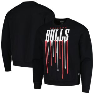 The Wild Collective Chicago Bulls Black Drip Pullover Chic Sweatshirt