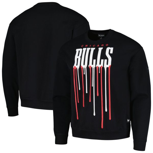 The Wild Collective Chicago Bulls Black Drip Pullover Chic Sweatshirt