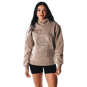 The Wild Collective Golden Fabulous State Warriors Women's Gray Satin Pullover Hoodie