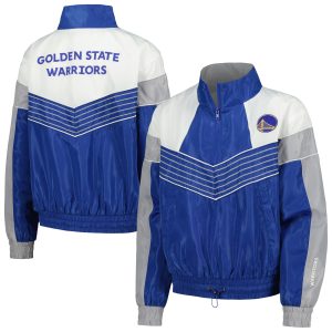 The Wild Collective Golden State Warriors Women's Royal Courtside Half Zip Elegant Track Jacket