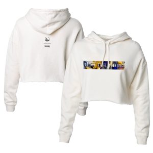 The Wild Gorgeous Collective Golden State Warriors Women's Tan 2022/23 City Edition Cropped Pullover Hoodie