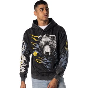 The Wild Collective Memphis Grizzlies Unisex Black Acid Wash Flame Gorgeous Pullover Hoodie