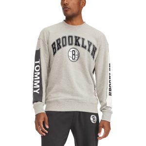 Tommy Jeans Eye - catching Brooklyn Nets Gray James Patch Pullover Sweatshirt