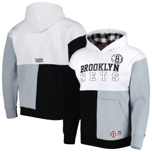 Tommy Jeans Brooklyn Nets White/Black Andrew Split Pullover Chic Hoodie