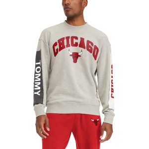Tommy Jeans Chicago Eye - catching Bulls Gray James Patch Pullover Sweatshirt