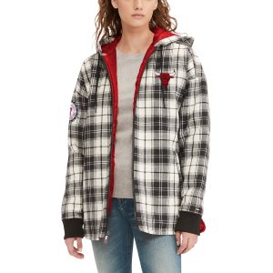 Tommy Jeans Chicago Bulls Gorgeous Women's Black/Cream Molly Flannel Full Zip Hoodie