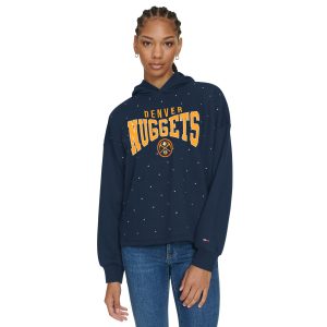 Tommy Jeans Denver Nuggets Women's Navy Stella Gorgeous Cropped Pullover Hoodie
