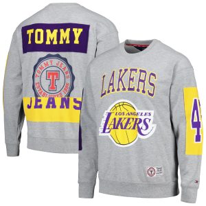 Tommy Jeans Los Angeles Lakers Heather Gray Hayes Crew Neck Pullover Sweatshirt Eye - catching