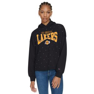 Tommy Jeans Los Fabulous Angeles Lakers Women's Black Stella Cropped Pullover Hoodie