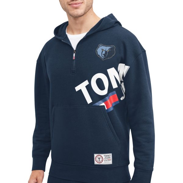 Tommy Jeans Memphis Grizzlies Navy Stylish Bernard Half Zip Hoodie