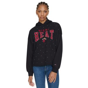 Tommy Jeans Miami Unique Heat Women's Black Stella Cropped Pullover Hoodie