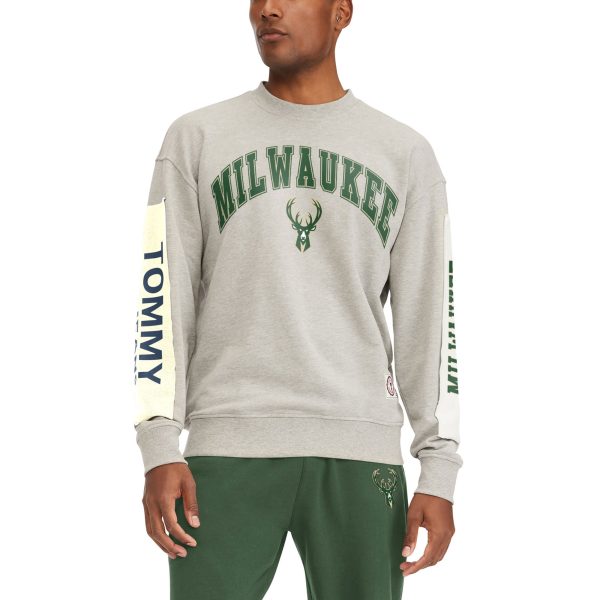 Tommy Jeans Milwaukee Bucks Gray James Patch Gorgeous Pullover Sweatshirt