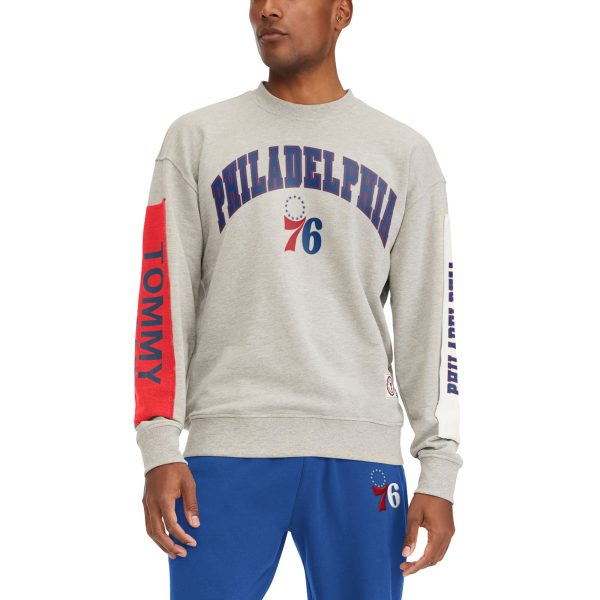 Tommy Fabulous Jeans Philadelphia 76ers Gray James Patch Pullover Sweatshirt