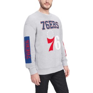 Tommy Jeans Philadelphia 76ers Heather Stylish Gray Hayes Crew Neck Pullover Sweatshirt