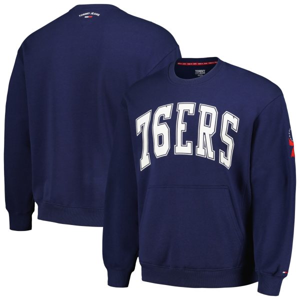 Tommy Jeans Philadelphia 76ers Navy Henry Trendy Pullover Sweatshirt