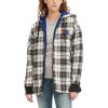 Tommy Jeans Philadelphia 76ers Women's Stylish Black/Cream Molly Flannel Full Zip Hoodie