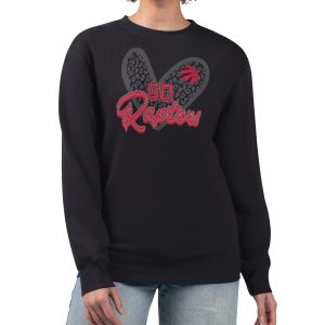 Toronto Raptors G III 4Her by Carl Banks Black Fabulous Women's GIII 4 Her Leopard Heart graphic Fleece Crewneck sweatshirt
