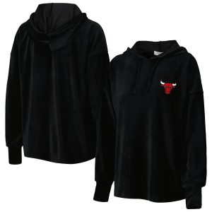 Touch Chicago Bulls Women's Black End Line Velour Pullover Fabulous Hoodie