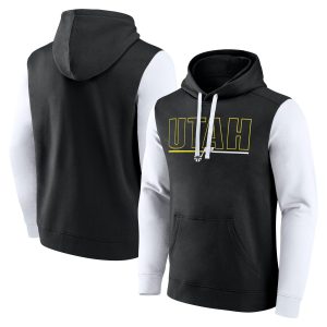 Utah Jazz Black Elegant Outline Colorblock Pullover Hoodie