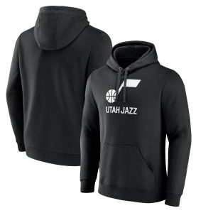 Utah Jazz Black Wordmark Stylish Team Logo Pullover Hoodie