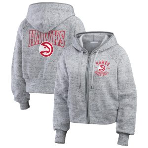 WEAR by Erin Andrews Atlanta Hawks Women's Eye - catching Heather Gray Speckled Radiator Full Zip Hoodie