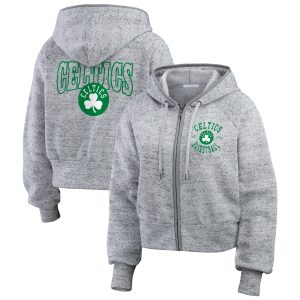 WEAR by Fabulous Erin Andrews Boston Celtics Women's Heather Gray Speckled Radiator Full Zip Hoodie