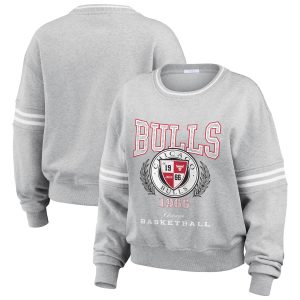 WEAR by Erin Andrews Chicago Bulls Women's Heather Gray French Terry Pullover Unique Sweatshirt