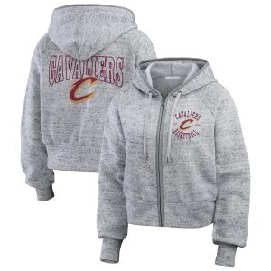 WEAR by Erin Andrews Cleveland Cavaliers Women's Stylish Heather Gray Speckled Radiator Full Zip Hoodie