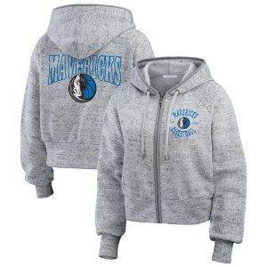 WEAR by Erin Andrews Dallas Mavericks Women's Heather Gray Premium Speckled Radiator Full Zip Hoodie