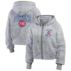 WEAR by Erin Andrews Detroit Pistons Gorgeous Women's Heather Gray Speckled Radiator Full Zip Hoodie