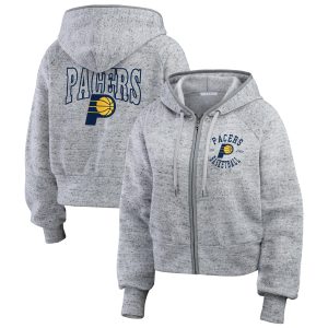 WEAR by Erin Andrews Indiana Pacers Women's Heather Gray Elegant Speckled Radiator Full Zip Hoodie
