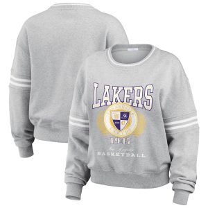 WEAR Unique by Erin Andrews Los Angeles Lakers Women's Heather Gray French Terry Pullover Sweatshirt
