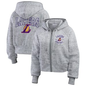 WEAR by Erin Andrews Los Elegant Angeles Lakers Women's Heather Gray Speckled Radiator Full Zip Hoodie