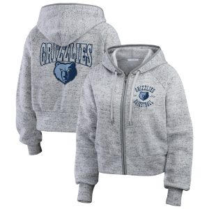 WEAR by Erin Stylish Andrews Memphis Grizzlies Women's Heather Gray Speckled Radiator Full Zip Hoodie