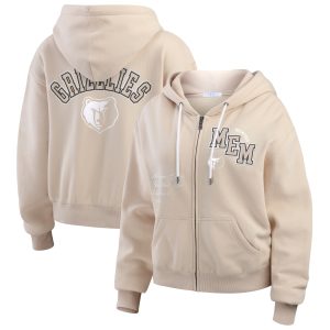 WEAR by Erin Andrews Memphis Grizzlies Women's Tan Tonal Felt Patch Fabulous Full Zip Hoodie