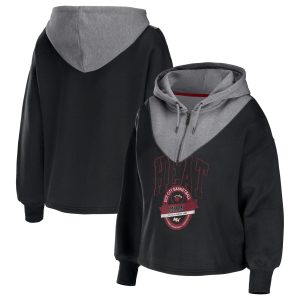 WEAR by Erin Andrews Miami Heat Women's Elegant Black Pieced Quarter Zip Hoodie Jacket
