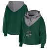 WEAR by Erin Andrews Milwaukee Bucks Women's Hunter Green Pieced Quarter Zip Hoodie Eye - catching Jacket