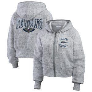 WEAR by Erin Andrews New Orleans Pelicans Elegant Women's Heather Gray Speckled Radiator Full Zip Hoodie