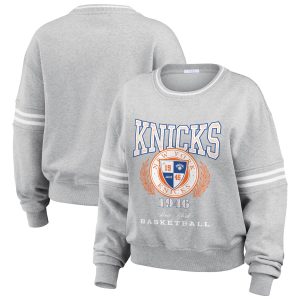 WEAR by Erin Andrews New York Fabulous Knicks Women's Heather Gray French Terry Pullover Sweatshirt