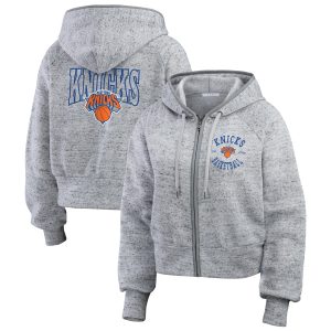 WEAR by Erin Andrews New York Knicks Women's Fabulous Heather Gray Speckled Radiator Full Zip Hoodie