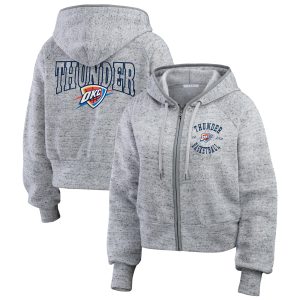 WEAR by Erin Andrews Oklahoma City Thunder Women's Heather Gray Speckled Radiator Full Stylish Zip Hoodie