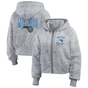 WEAR by Erin Andrews Orlando Magic Women's Heather Gray Speckled Unique Radiator Full Zip Hoodie