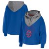 WEAR by Erin Andrews Philadelphia 76ers Women's Stylish Royal Pieced Quarter Zip Hoodie Jacket