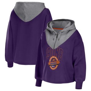 WEAR by Erin Andrews Phoenix Suns Women's Purple Stylish Pieced Quarter Zip Hoodie Jacket