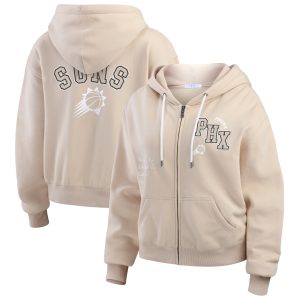 WEAR by Erin Andrews Phoenix Suns Women's Stylish Tan Tonal Felt Patch Full Zip Hoodie