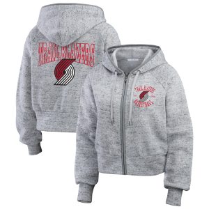 WEAR by Erin Andrews Portland Trail Blazers Women's Heather Gray Speckled Radiator Full Zip Hoodie Fabulous