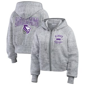 WEAR by Erin Andrews Sacramento Kings Women's Heather Gray Speckled Radiator Full Zip Hoodie Elegant